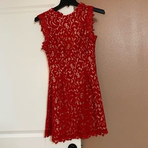 Red Lace Dress with Cute Back